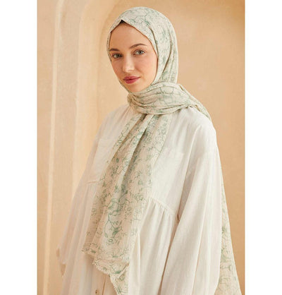 Modefa Shawl Sage Green Patterned Cotton Shawl | Lilies & Vines - Sage Green