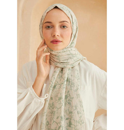 Modefa Shawl Sage Green Patterned Cotton Shawl | Lilies & Vines - Sage Green