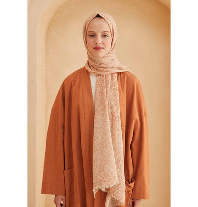 Modefa Shawl Salmon Patterned Cotton Shawl | Leafy Salmon