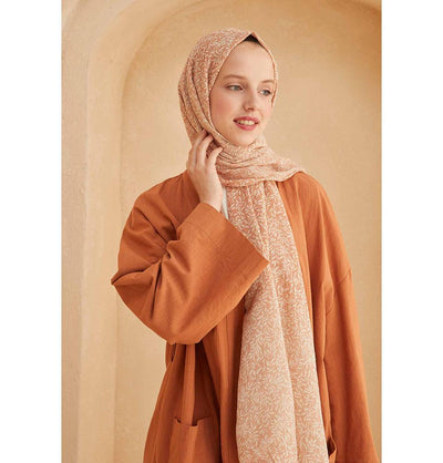 Modefa Shawl Salmon Patterned Cotton Shawl | Leafy Salmon