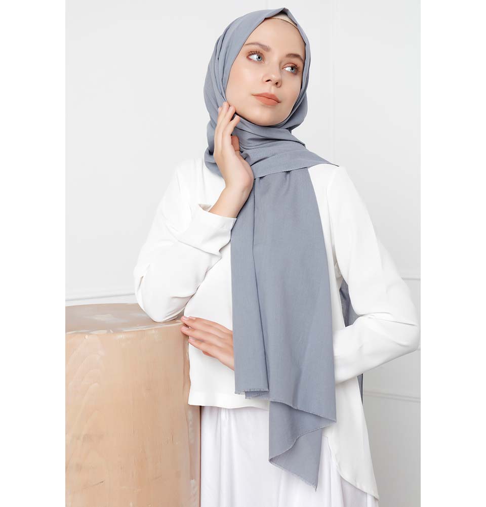Modefa Shawl Slate Blue Solid Natural Cotton Shawl - Slate Blue