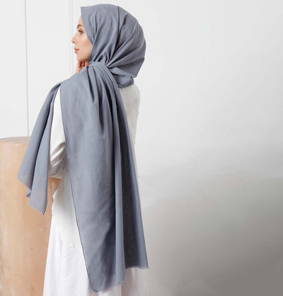 Modefa Shawl Slate Blue Solid Natural Cotton Shawl - Slate Blue