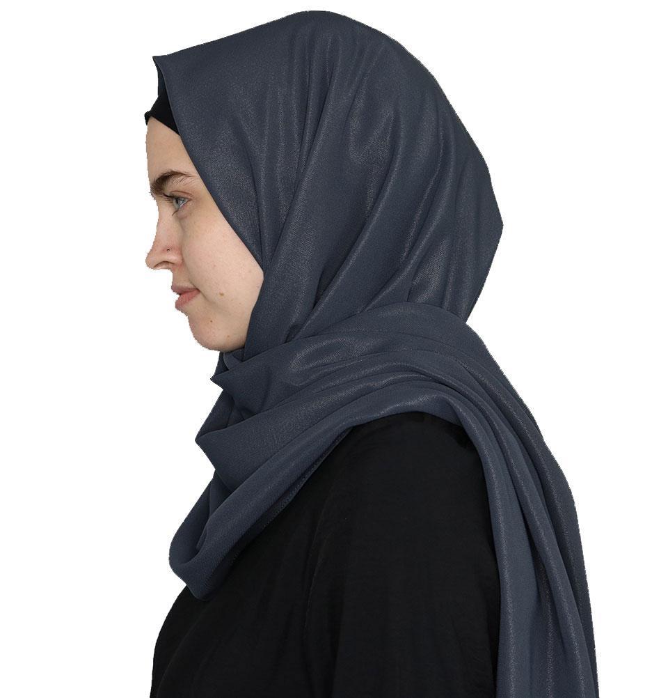 Elena Elegant Shimmer Hijab Shawl - Slate Gray