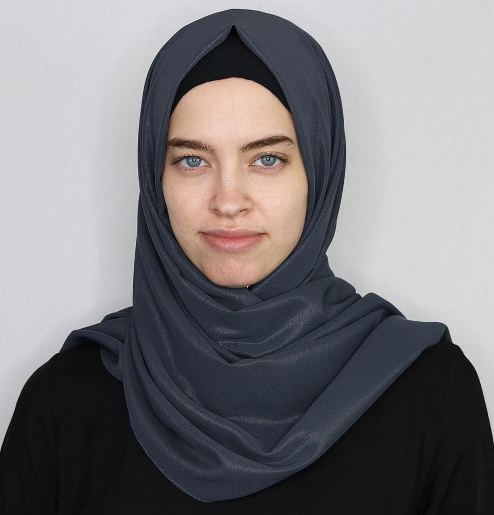 Elena Elegant Shimmer Hijab Shawl - Slate Gray