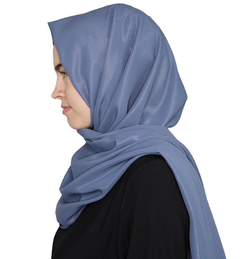 Elena Elegant Shimmer Hijab Shawl - Steel Blue