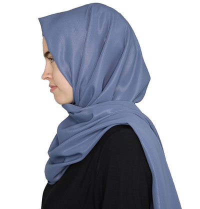 Elena Elegant Shimmer Hijab Shawl - Steel Blue