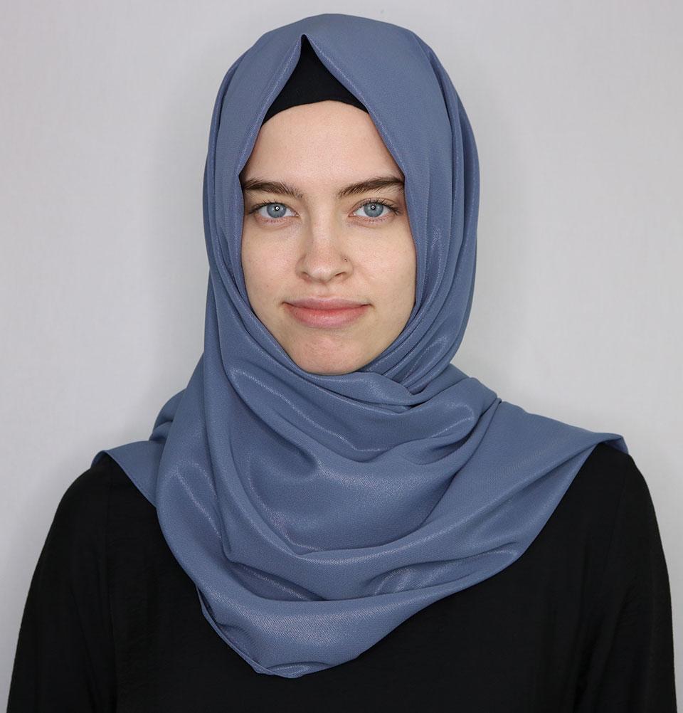 Elena Elegant Shimmer Hijab Shawl - Steel Blue