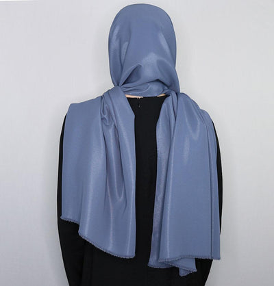 Elena Elegant Shimmer Hijab Shawl - Steel Blue