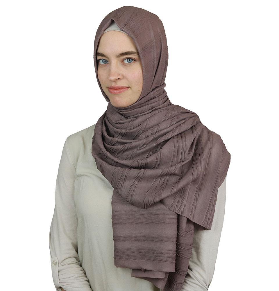 Modal Crinkle Pleated Hijab Shawl Taupe