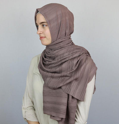 Modal Crinkle Pleated Hijab Shawl Taupe