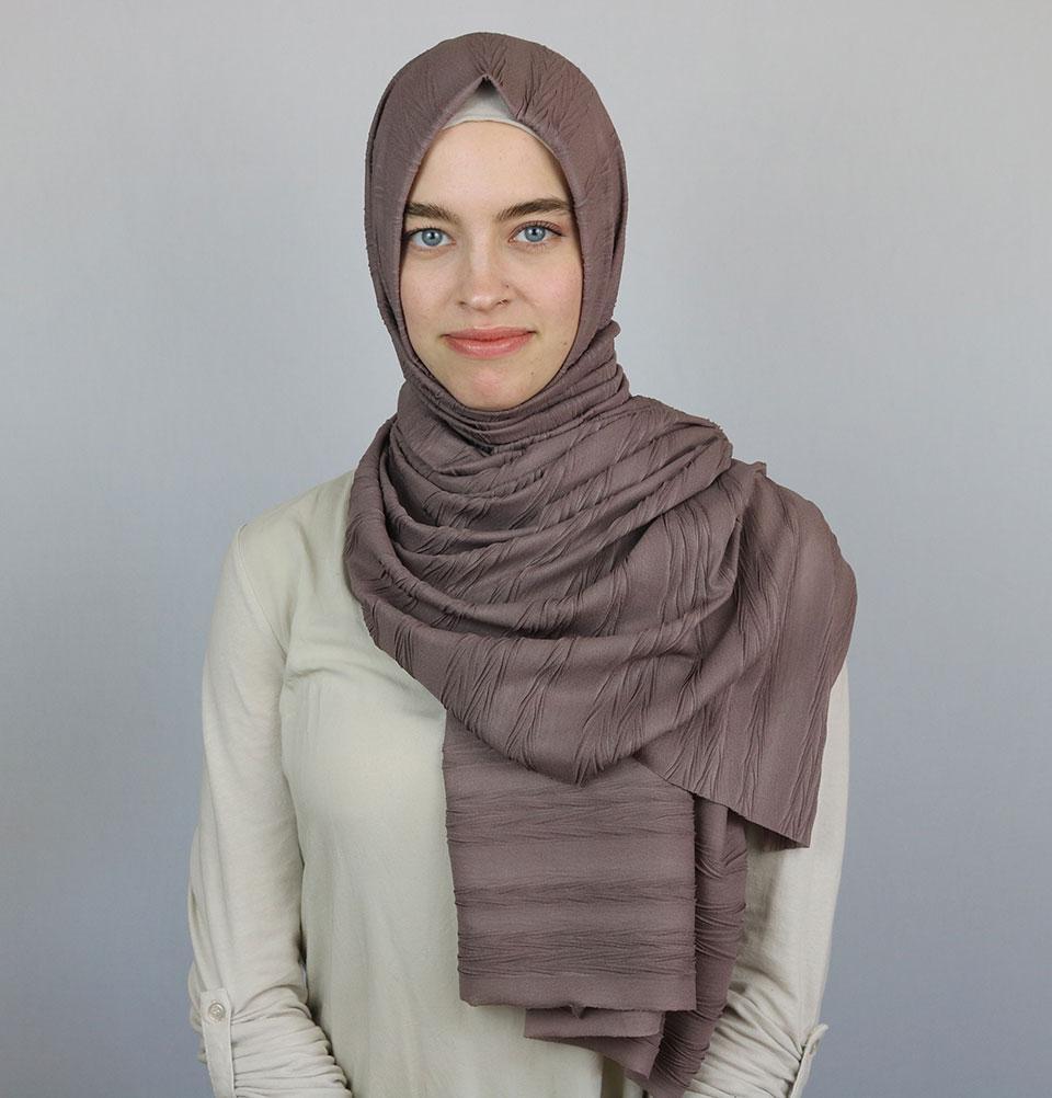 Modal Crinkle Pleated Hijab Shawl Taupe