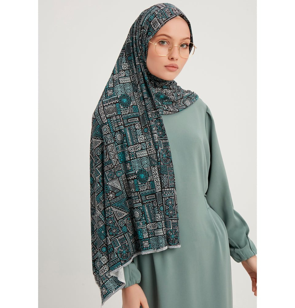 Modefa Galaxy Hijab Shawl - Olive Green & Golden Yellow main image 1