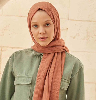 Modefa Shawl Terracotta Solid Organic Cotton Shawl - Terracotta