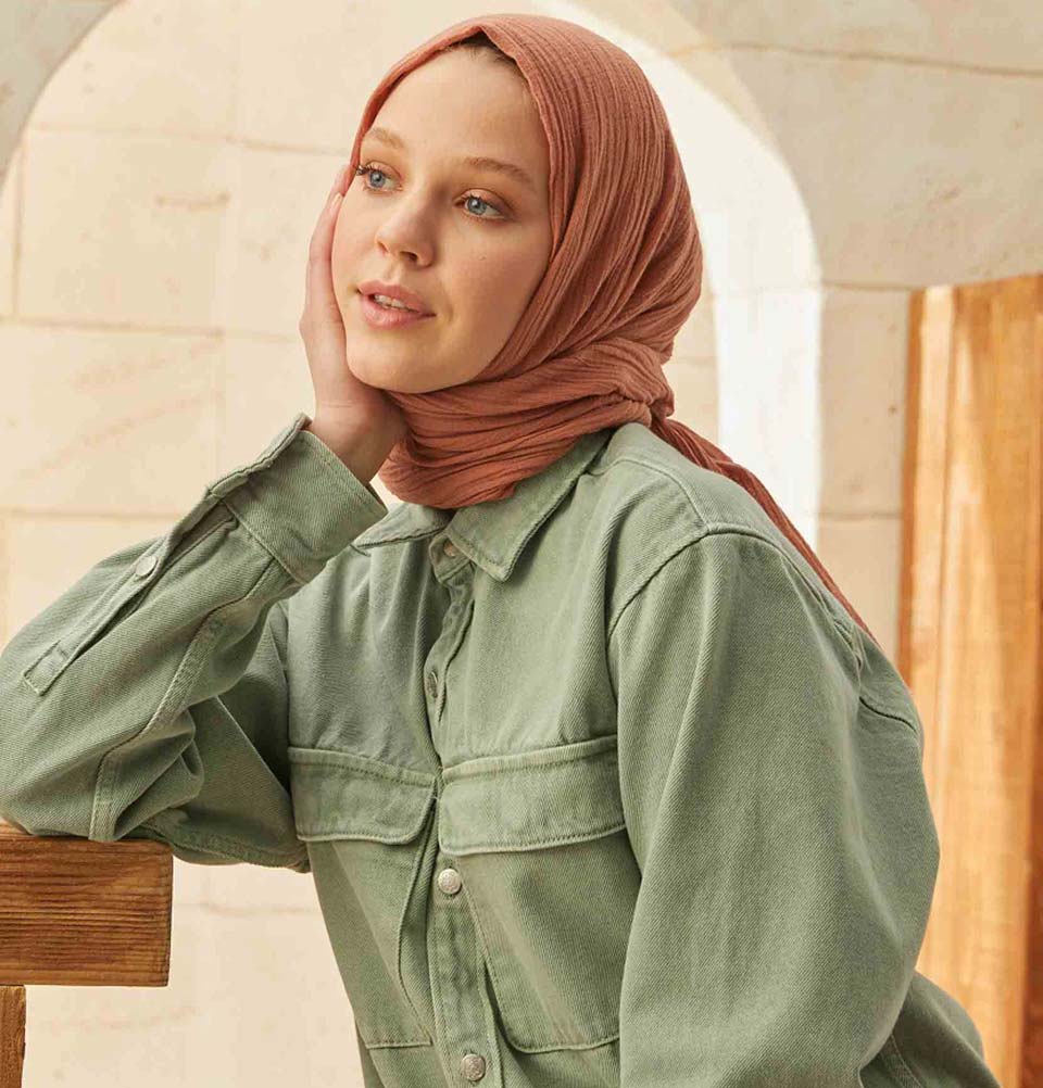 Modefa Shawl Terracotta Solid Organic Cotton Shawl - Terracotta