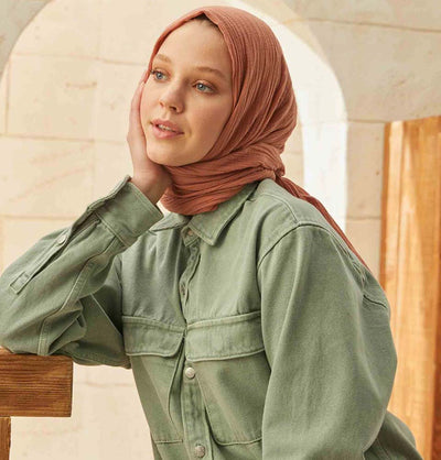 Modefa Shawl Terracotta Solid Organic Cotton Shawl - Terracotta