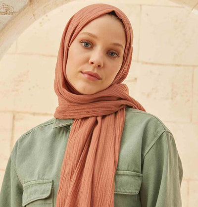 Modefa Shawl Terracotta Solid Organic Cotton Shawl - Terracotta