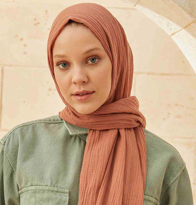 Modefa Shawl Terracotta Solid Organic Cotton Shawl - Terracotta