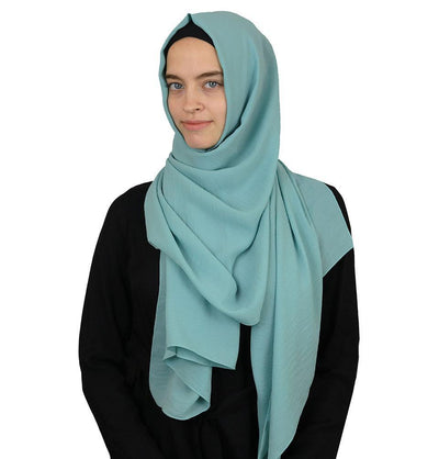 Modefa Shawl Turquoise Textured Crepe Hijab Shawl Turquoise