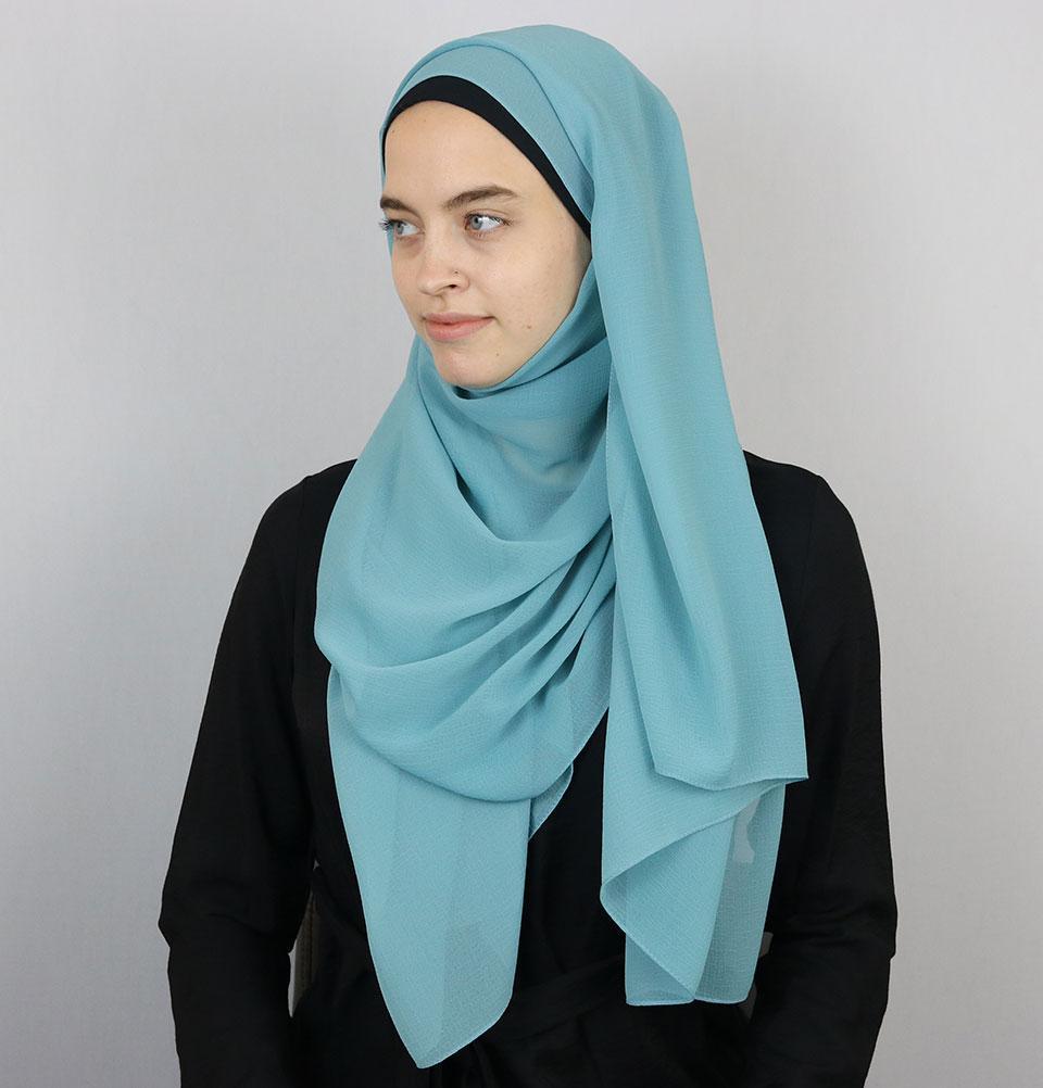 Modefa Shawl Turquoise Textured Micro Chiffon Hijab Shawl Turquoise