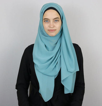 Modefa Shawl Turquoise Textured Micro Chiffon Hijab Shawl Turquoise
