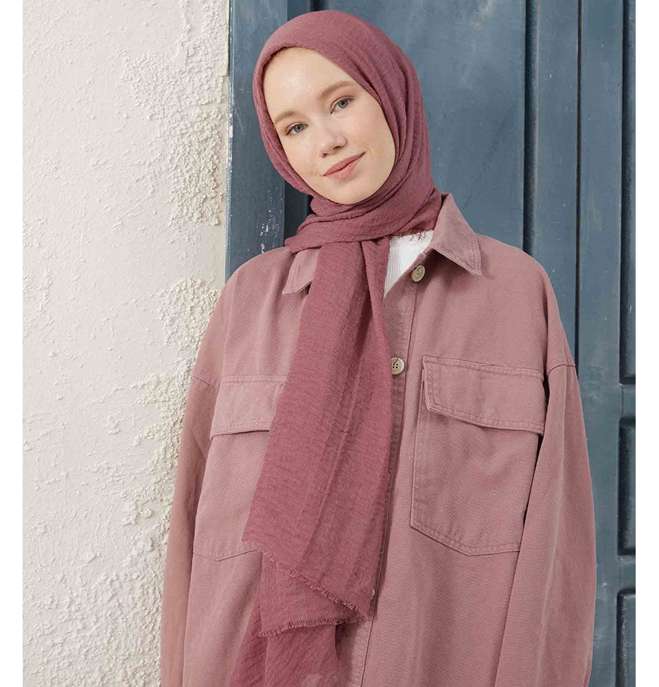 Modefa Shawl Vintage Rose Cozy Crepe Cotton Hijab Shawl - Vintage Rose