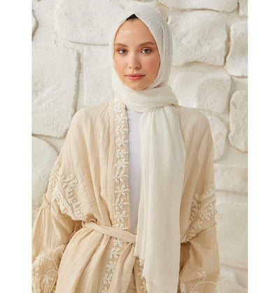Modefa Shawl White Bamboo Viscose Summer Hijab Shawl - White