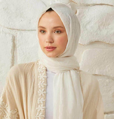 Modefa Shawl White Bamboo Viscose Summer Hijab Shawl - White