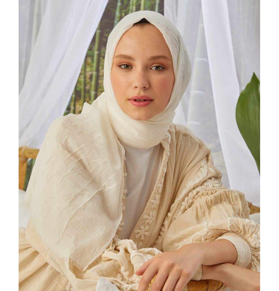 Modefa Shawl White Bamboo Viscose Summer Hijab Shawl - White