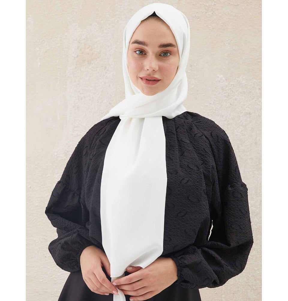 Modefa Shawl White Crinkle Medine Hijab Shawl - White