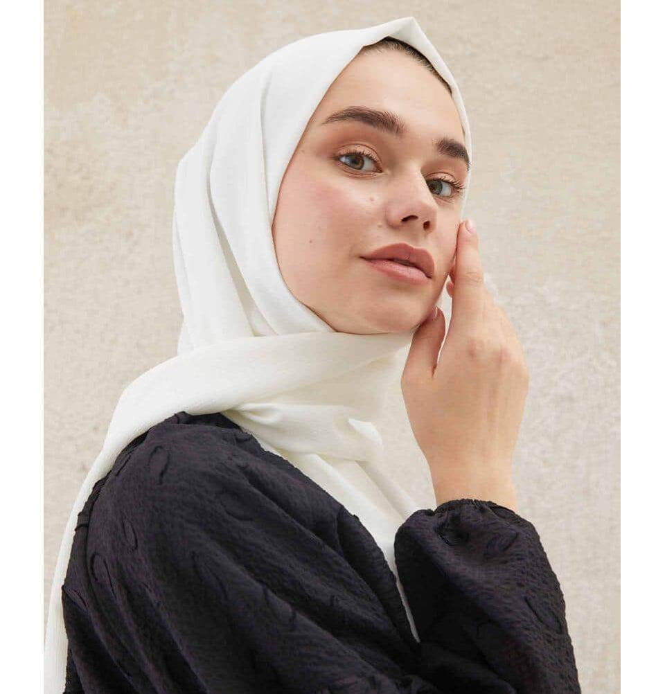 Modefa Shawl White Crinkle Medine Hijab Shawl - White