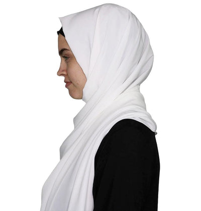 Modefa Shawl White Medine Solid Chiffon Hijab Shawl White