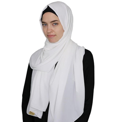 Modefa Shawl White Medine Solid Chiffon Hijab Shawl White
