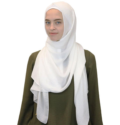 Modefa Shawl White Textured Crepe Hijab Shawl White