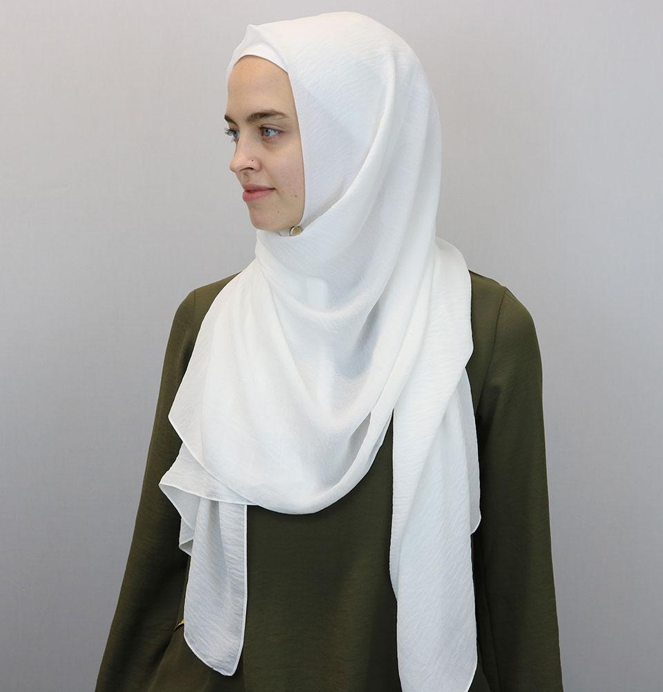 Modefa Shawl White Textured Crepe Hijab Shawl White