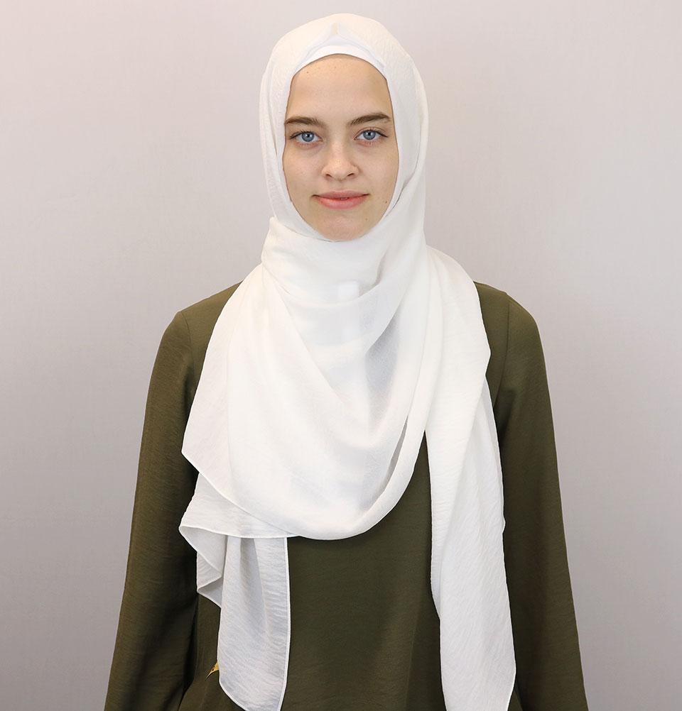 Modefa Shawl White Textured Crepe Hijab Shawl White