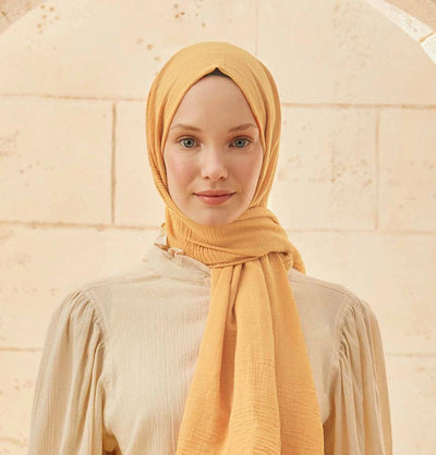 Modefa Shawl Yellow Solid Organic Cotton Shawl - Mellow Yellow