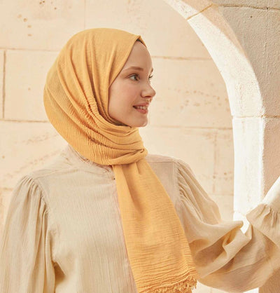 Modefa Shawl Yellow Solid Organic Cotton Shawl - Mellow Yellow