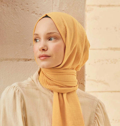 Modefa Shawl Yellow Solid Organic Cotton Shawl - Mellow Yellow