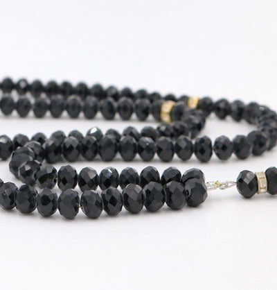 Islamic Tesbih Crystal Cut Acrylic Prayer Beads 99 Count Black