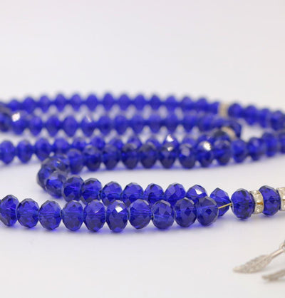 Islamic Tesbih Crystal Cut Acrylic Prayer Beads 99 Count Blue