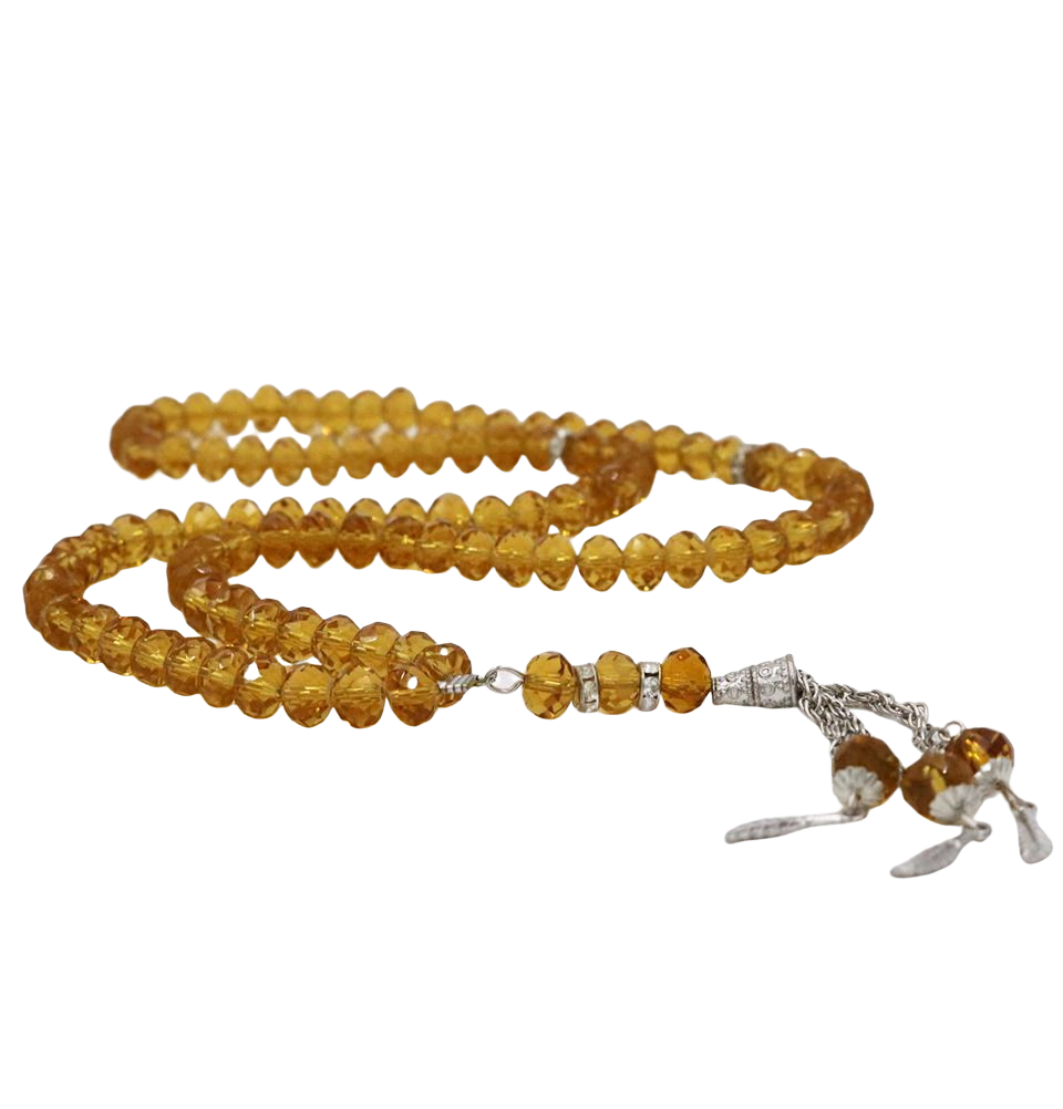Islamic Tesbih Crystal Cut Acrylic Prayer Beads 99 Count Gold
