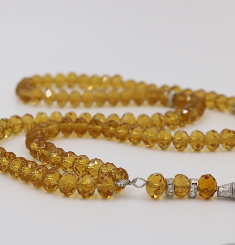 Islamic Tesbih Crystal Cut Acrylic Prayer Beads 99 Count Gold