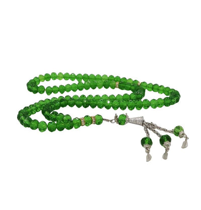 Islamic Tesbih Crystal Cut Acrylic Prayer Beads 99 Count Bright Green