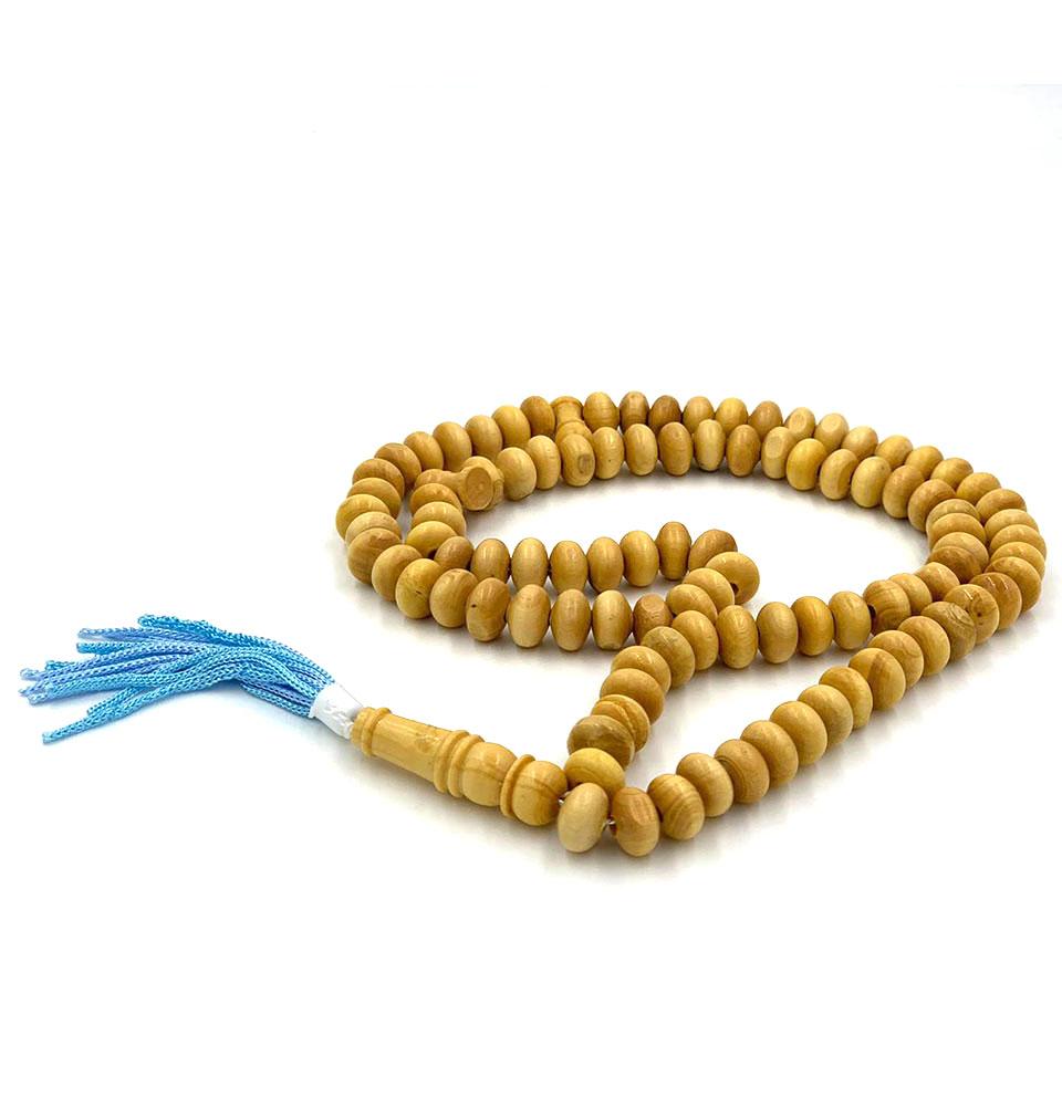 Islamic Tesbih Oval Wooden 99 Count Prayer Beads Large Beige