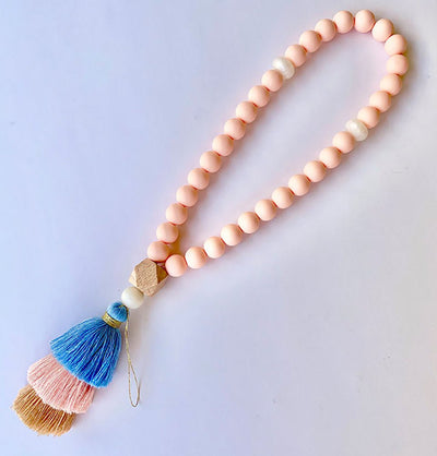 Modefa Tesbih Peach/Blue Children's Islamic Tesbih Silicone Prayer Beads - Large 33 Count - Peach/Blue
