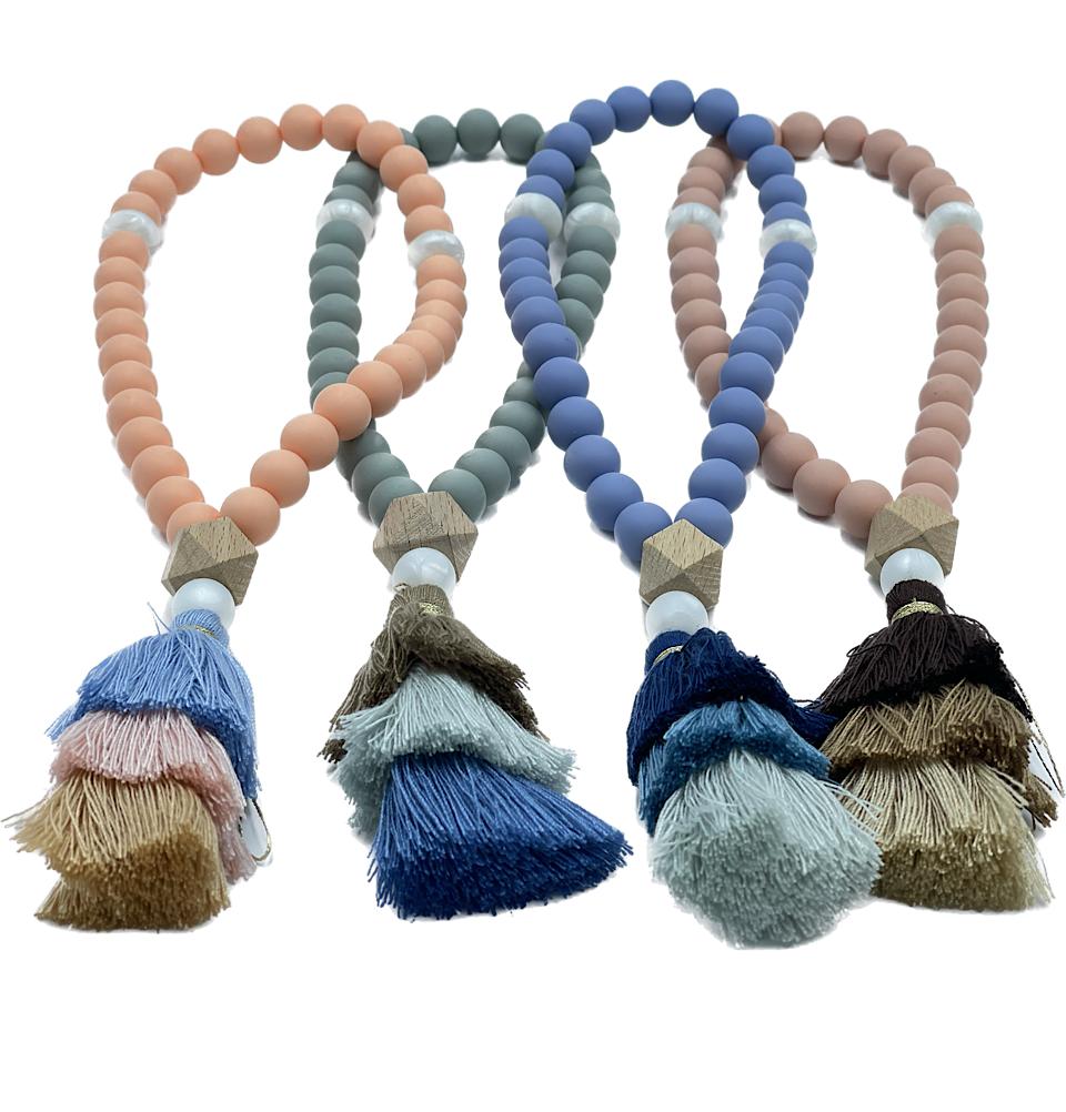 Modefa Tesbih Peach/Blue Children's Islamic Tesbih Silicone Prayer Beads - Large 33 Count - Peach/Blue