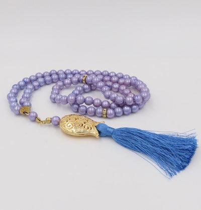 Islamic Tesbih Acrylic Pearl Prayer Beads with Tulip Tassel 99 Count Periwinkle