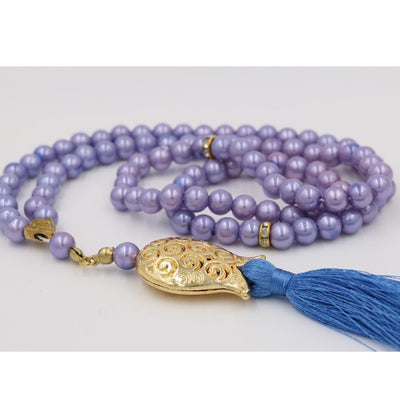 Islamic Tesbih Acrylic Pearl Prayer Beads with Tulip Tassel 99 Count Periwinkle