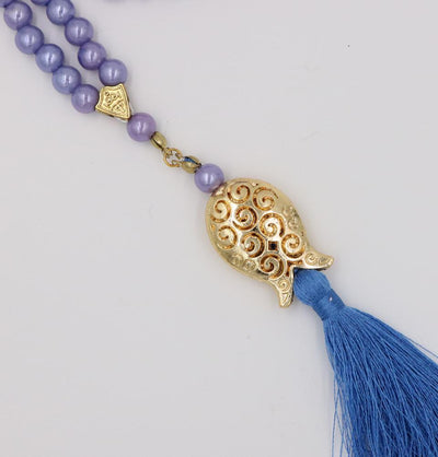 Islamic Tesbih Acrylic Pearl Prayer Beads with Tulip Tassel 99 Count Periwinkle