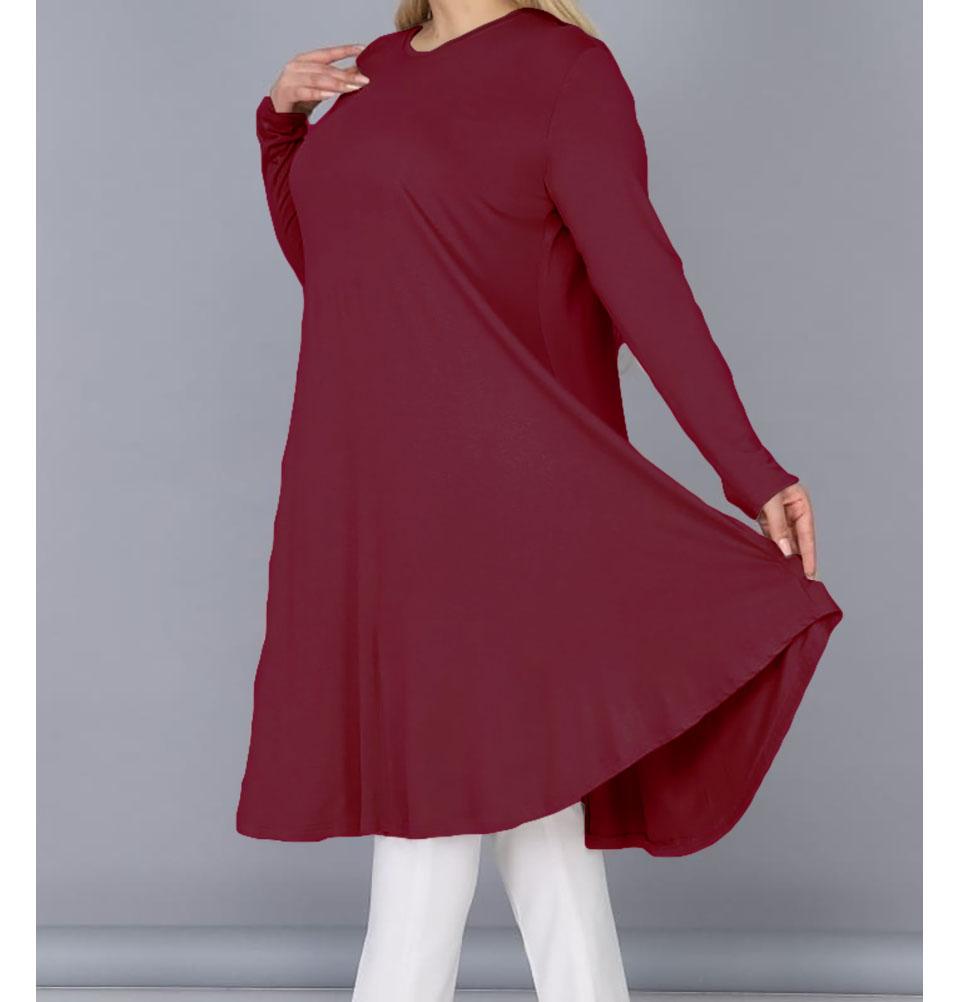 Modefa Tunic Maroon Modest Plus Size Jersey Tunic - Maroon